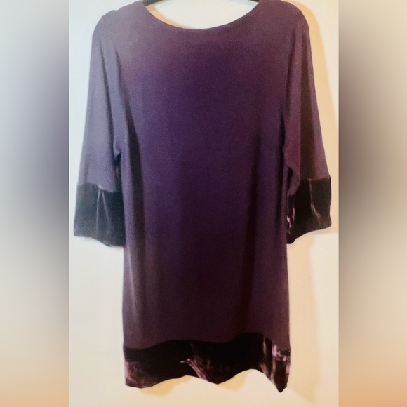 Boden Velvet Trimmed Plum Purple Scoop Neck Dress Size‎ 14 Cashmere Angora Blend - Picture 8 of 10